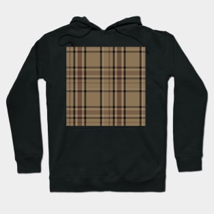 Dark Academia Plaid Tartan in Black, Beige, and Brown Hoodie